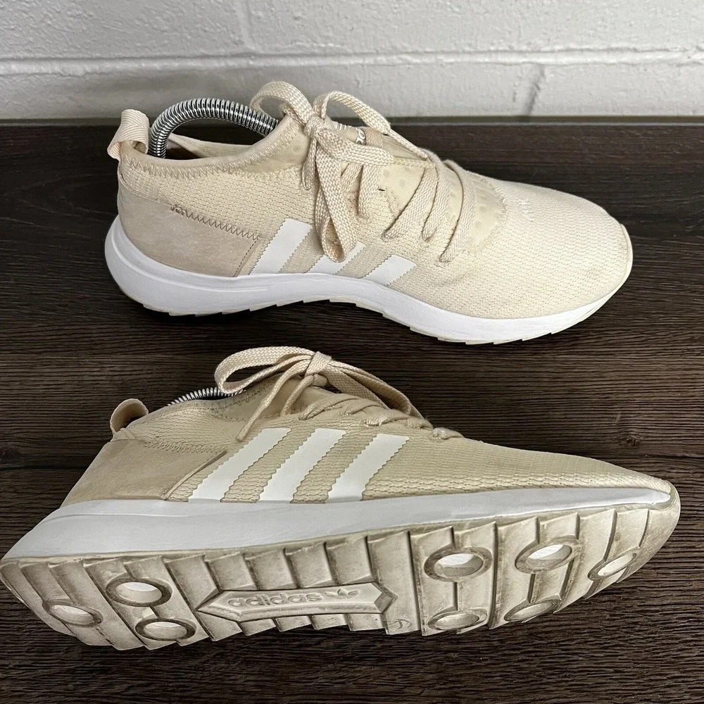 Adidas Womens Originals Flashback Tennis Shoes Beige BY9642 Lace Up Low Top 10 M